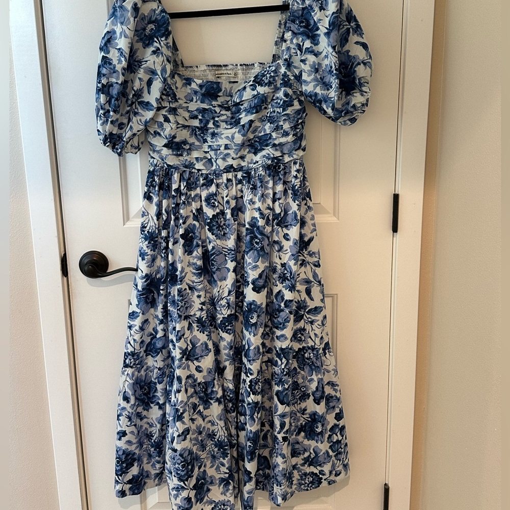 Abercrombie & Fitch Emerson Blue Floral Puff Sleeve Dress Size Medium